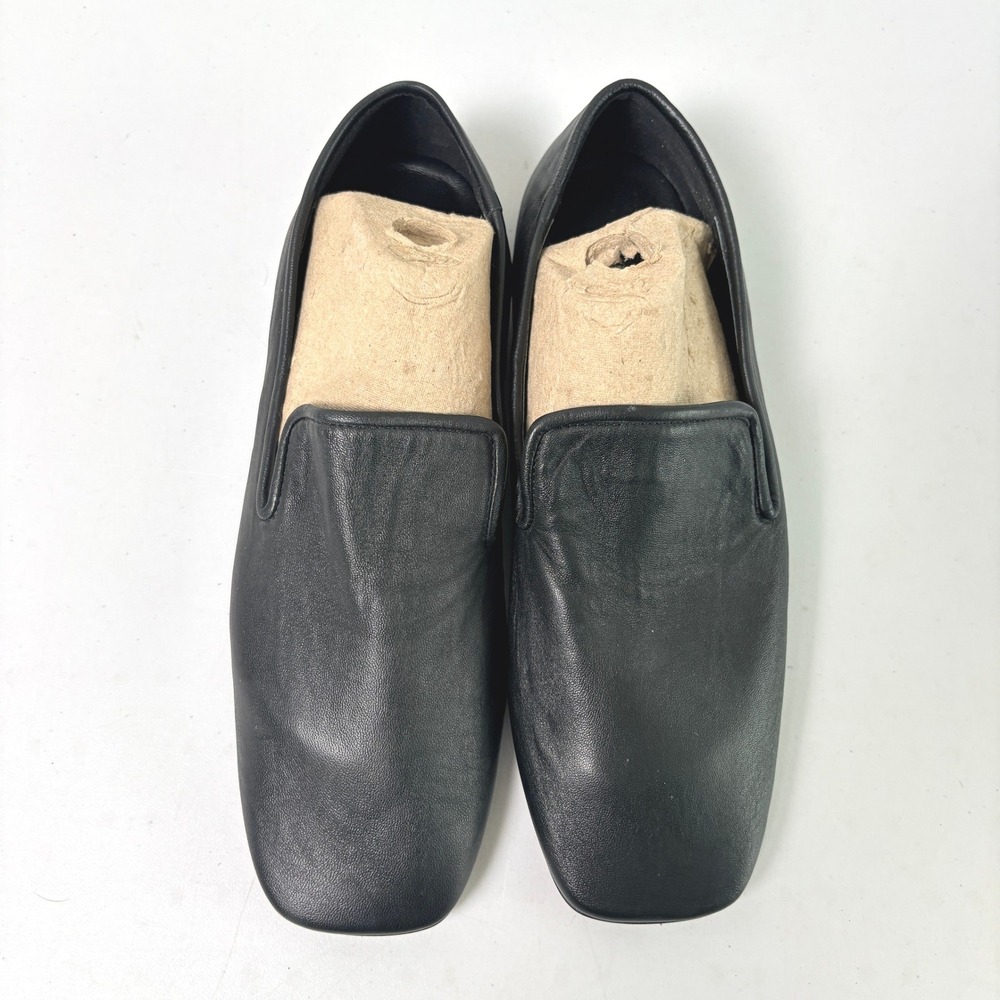 Everlane The Day Loafer Women 9 Black Leather Square Toe Flat Made in Italy